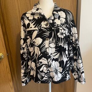 Chico's Black and White Floral Button Down Shirt